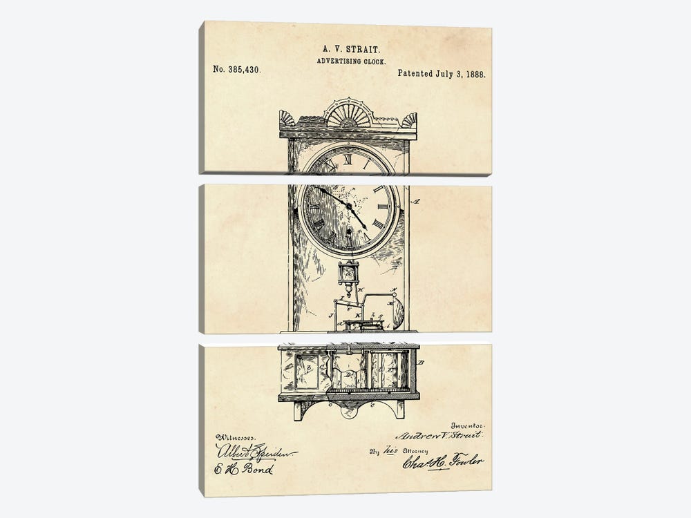 Advertising Clock Patent II by Paul Rommer 3-piece Art Print
