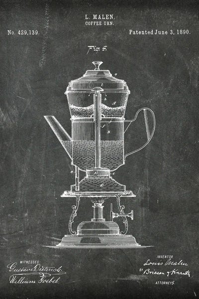 Food & Drink Blueprints: Coffee Urn Patent III by Paul Rommer