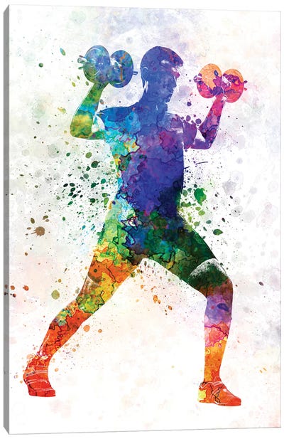 Man Exercising Weight Training Canvas Art Print - Kids Sports Art