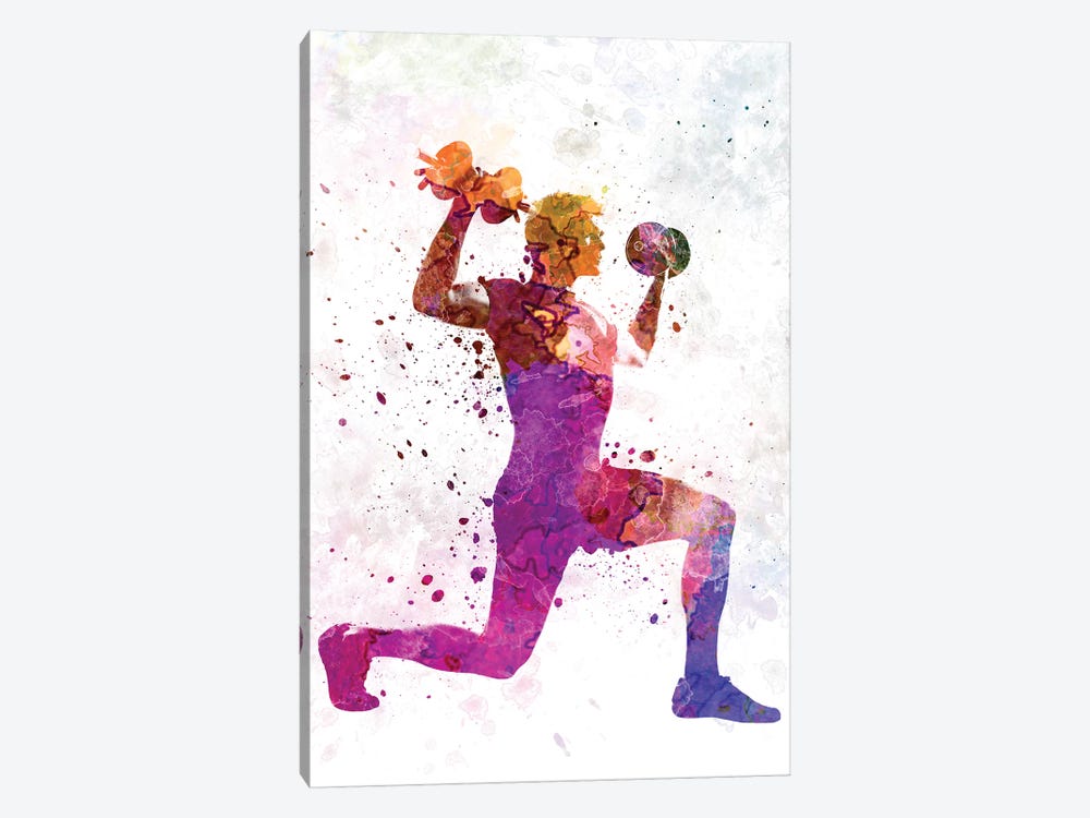 Man Exercising Weight Training Workout Fitness by Paul Rommer 1-piece Canvas Wall Art