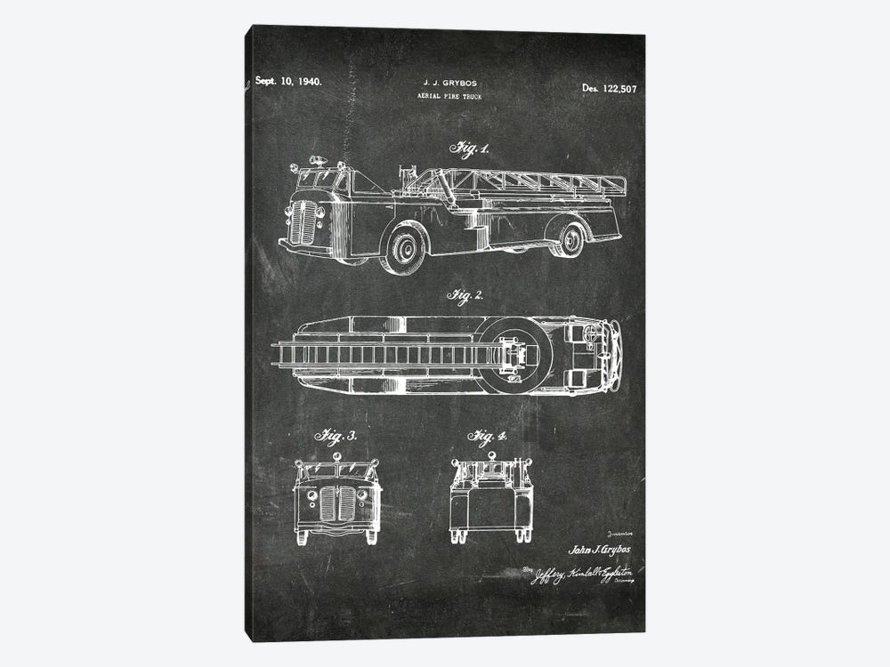 Aerial Fire Truck Patent I by Paul Rommer 1-piece Canvas Wall Art