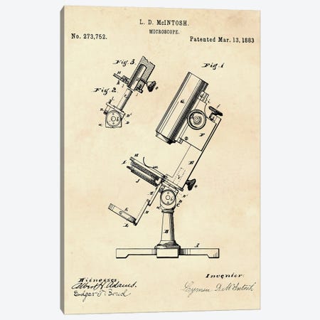 Microscope Patent II Canvas Print #PUR4486} by Paul Rommer Art Print