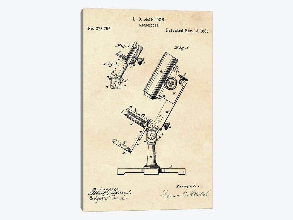 Microscope Patent II by Paul Rommer 1-piece Canvas Art Print