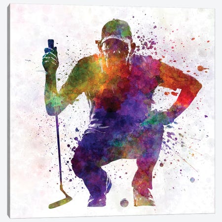 Golfer Crouching Silhouette I Canvas Print #PUR448} by Paul Rommer Canvas Artwork