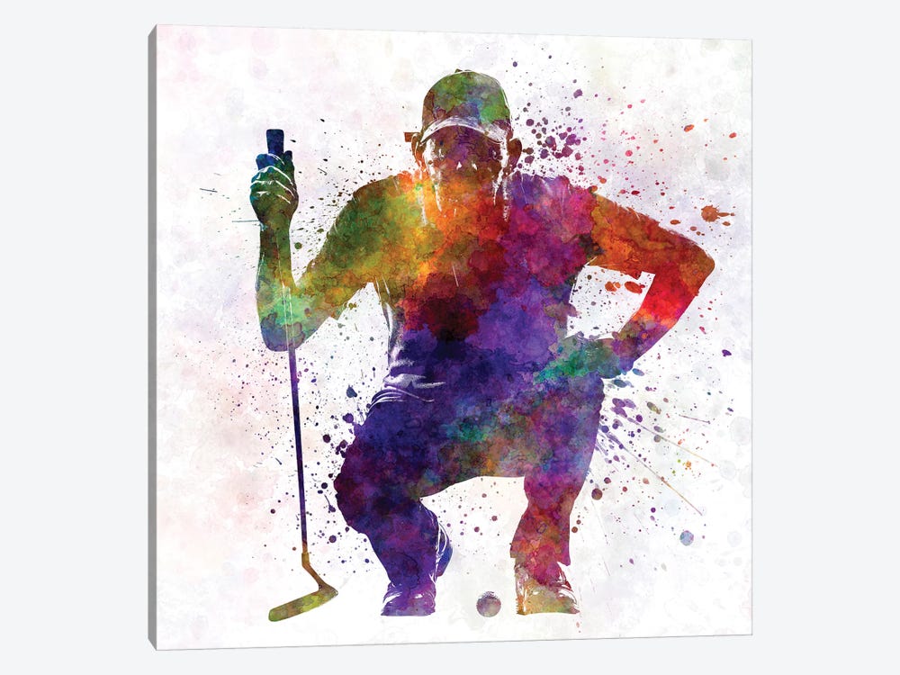 Golfer Crouching Silhouette I by Paul Rommer 1-piece Canvas Wall Art