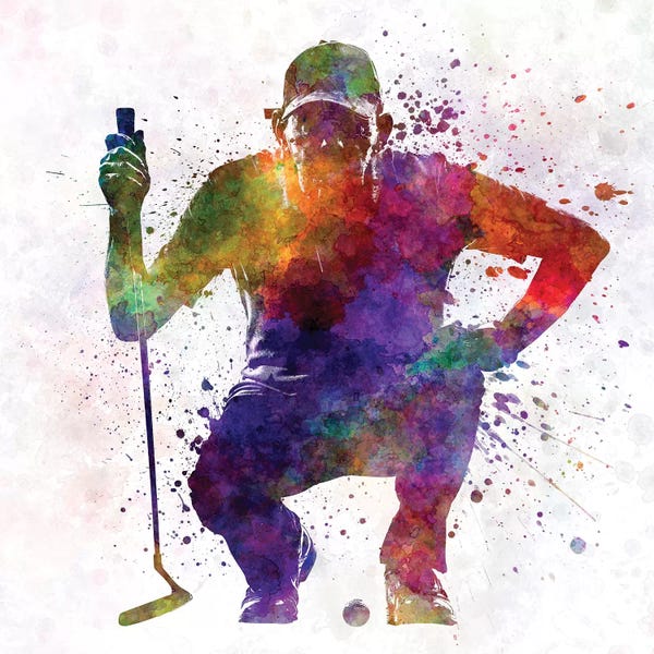 Paul Rommer: Golfer Crouching Silhouette I by Paul Rommer