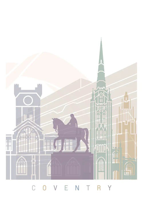 Coventry Skyline Poster Pastel