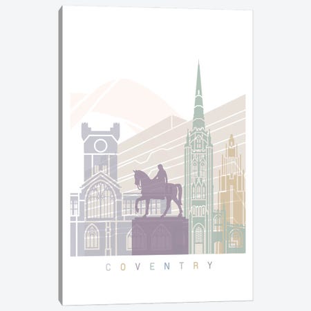 Coventry Skyline Poster Pastel Canvas Print #PUR4498} by Paul Rommer Canvas Print