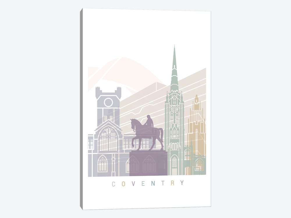 Coventry Skyline Poster Pastel by Paul Rommer 1-piece Canvas Art