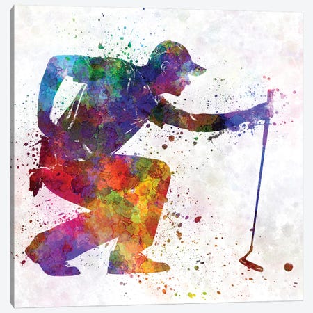 Golfer Crouching Silhouette II Canvas Print #PUR449} by Paul Rommer Canvas Artwork