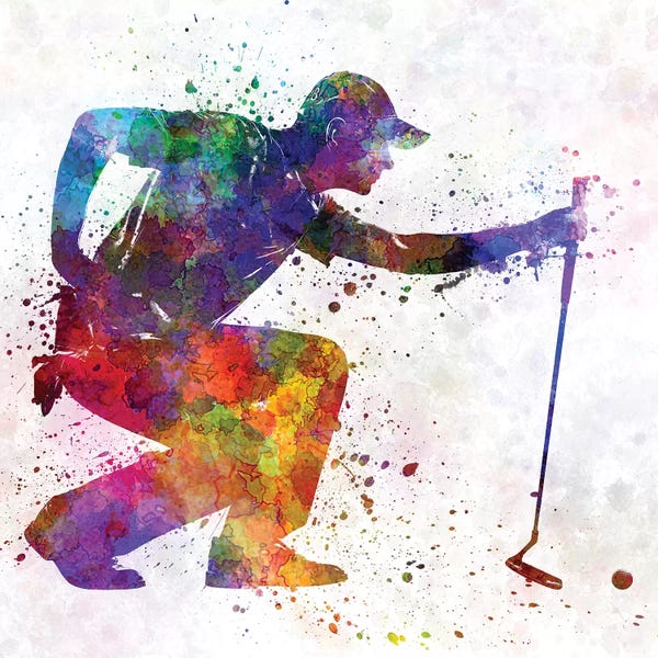 Paul Rommer: Golfer Crouching Silhouette II by Paul Rommer