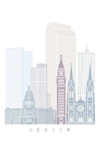 Denver: Denver Skyline Poster Pastel by Paul Rommer