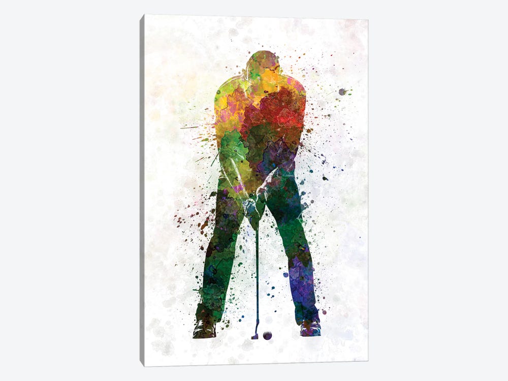 Golfer Putting Silhouette by Paul Rommer 1-piece Canvas Print