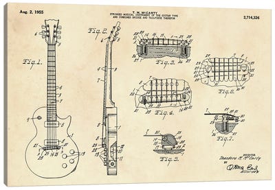 Guitar Patent II Canvas Art Print - Music Blueprints