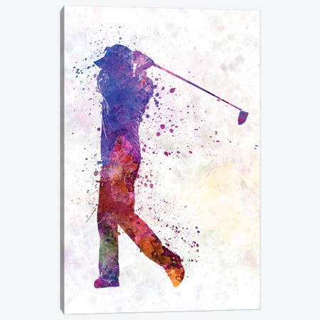 Golfer Swing Silhouette Canvas Print #PUR451} by Paul Rommer Canvas Art Print