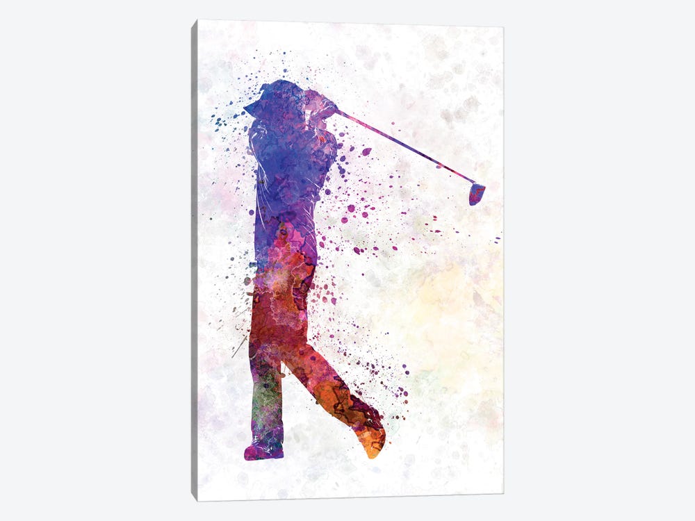 Golfer Swing Silhouette by Paul Rommer 1-piece Canvas Art