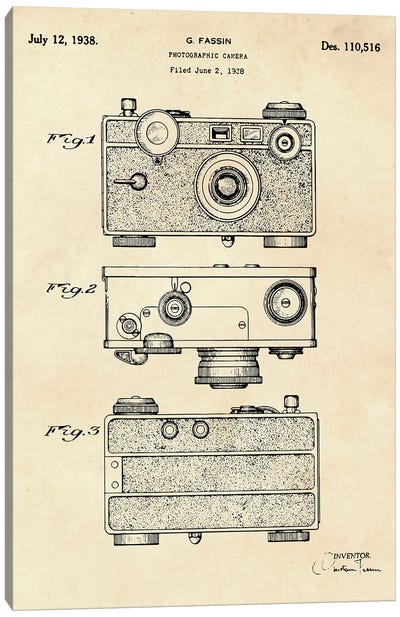 Photographic Camera Patent II Canvas Art Print - Electronics & Communication Blueprints