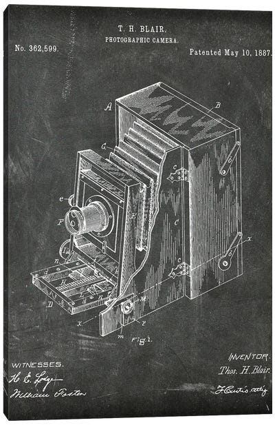 Photographic Camera Patent I Canvas Art Print - Electronics & Communication Blueprints