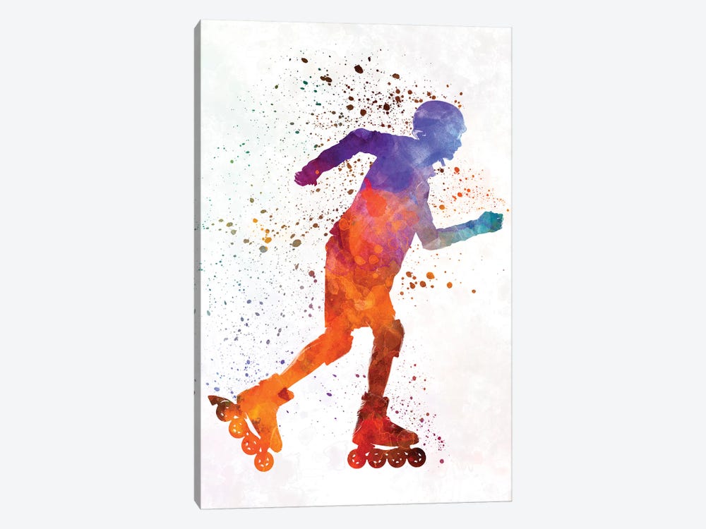 Man Roller Skater Inline In Watercolor III by Paul Rommer 1-piece Art Print