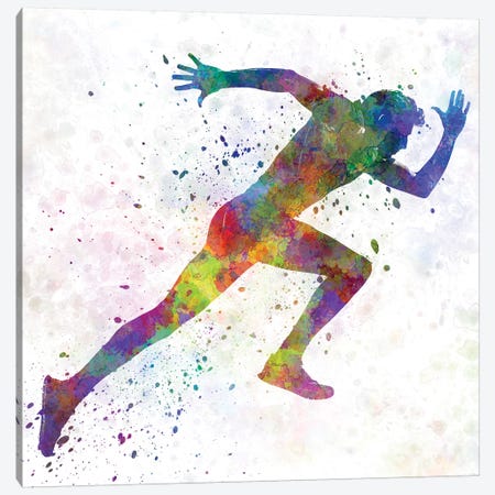 Man Running Sprinting Jogging I Canvas Print #PUR455} by Paul Rommer Canvas Wall Art