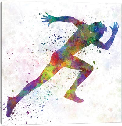 Man Running Sprinting Jogging I Canvas Art Print - Track & Field