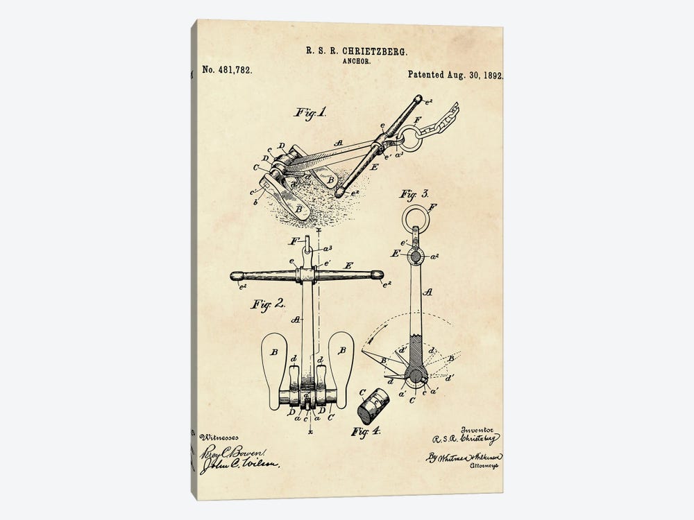 Anchor Patent II 1-piece Canvas Art