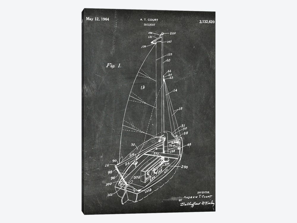 Sailboat Patent II by Paul Rommer 1-piece Art Print