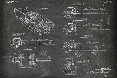 Wooden Boat Outboard Motorboat With Inboard Mount Patent I by Paul Rommer framed canvas print