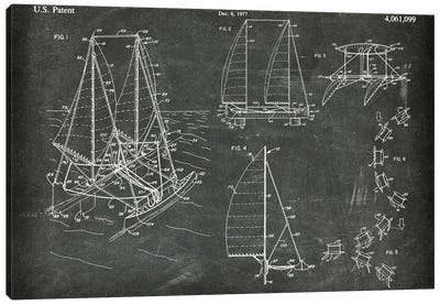 Outrigger Sailboat Patent I Canvas Art Print - Nautical Blueprints