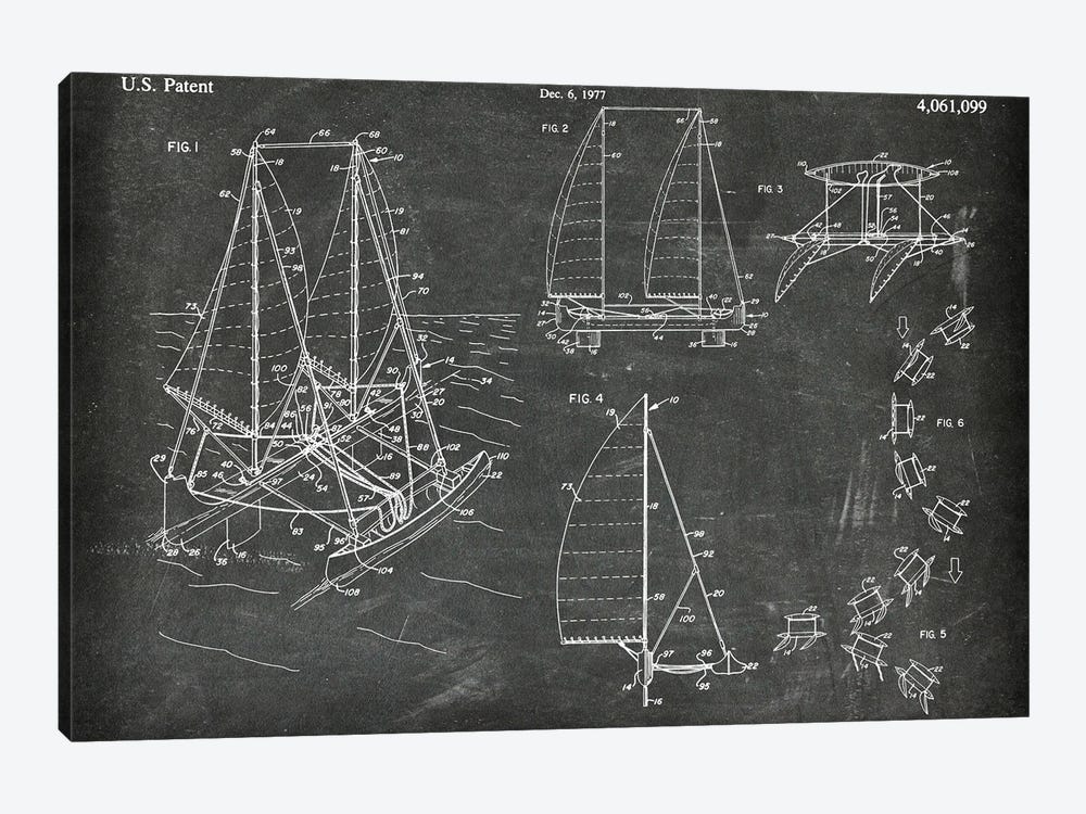 Outrigger Sailboat Patent I by Paul Rommer 1-piece Art Print