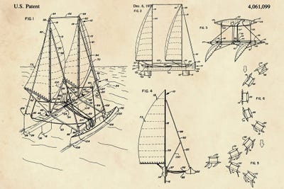 Outrigger Sailboat Patent II by Paul Rommer canvas print