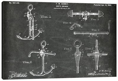 Ship'S Anchor Patent I Canvas Art Print - Nautical Blueprints