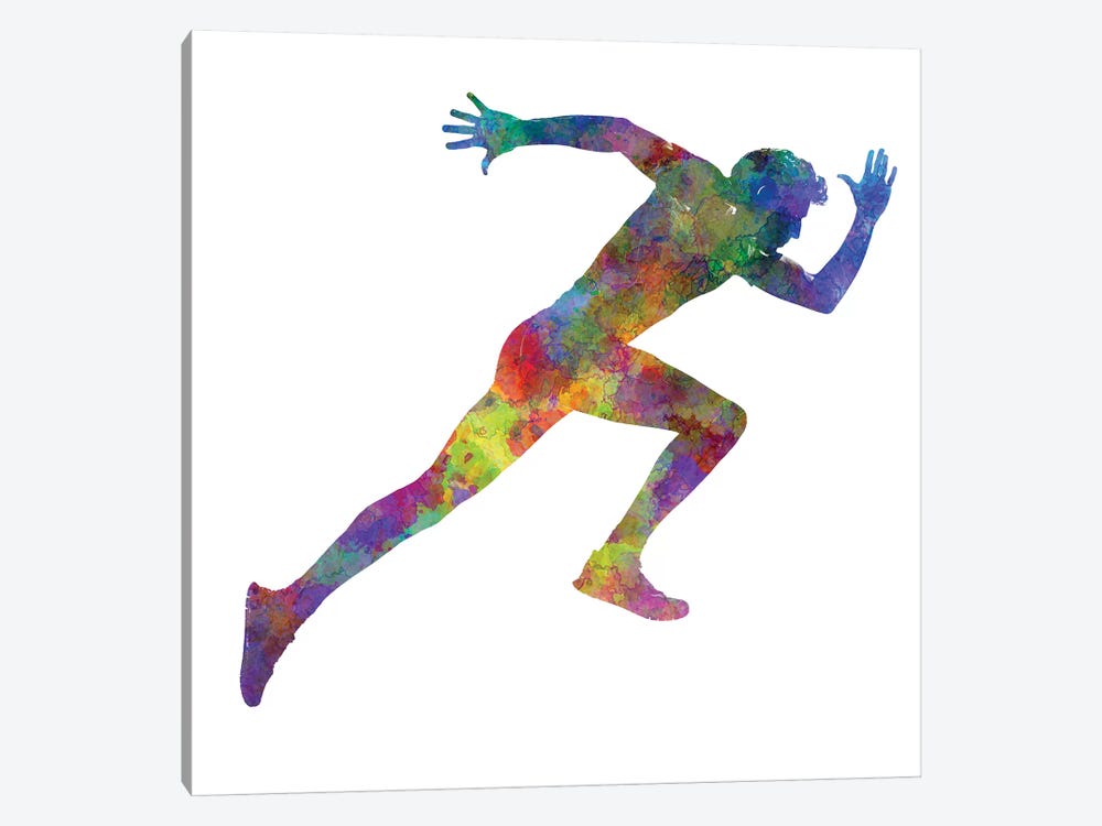 Man Running Sprinting Jogging II by Paul Rommer 1-piece Canvas Print