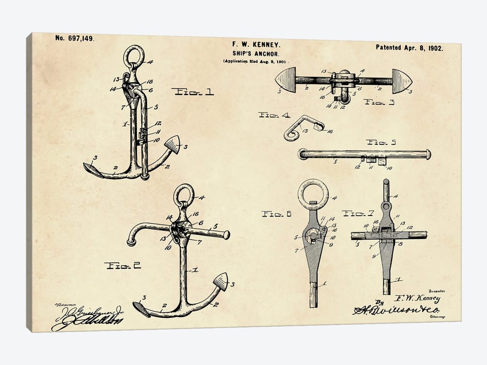 Ship'S Anchor Patent II by Paul Rommer 1-piece Art Print