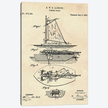 Fishing Float Patent II Canvas Print #PUR4574} by Paul Rommer Art Print