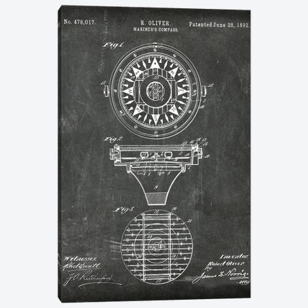 Mariner'S Compass Patent I Canvas Print #PUR4575} by Paul Rommer Art Print