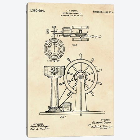Navigational Apparatus Patent II Canvas Print #PUR4578} by Paul Rommer Canvas Wall Art
