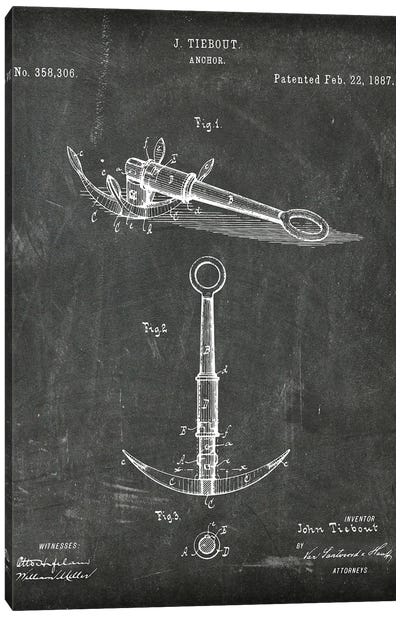 Anchor Patent III Canvas Art Print - Nautical Blueprints