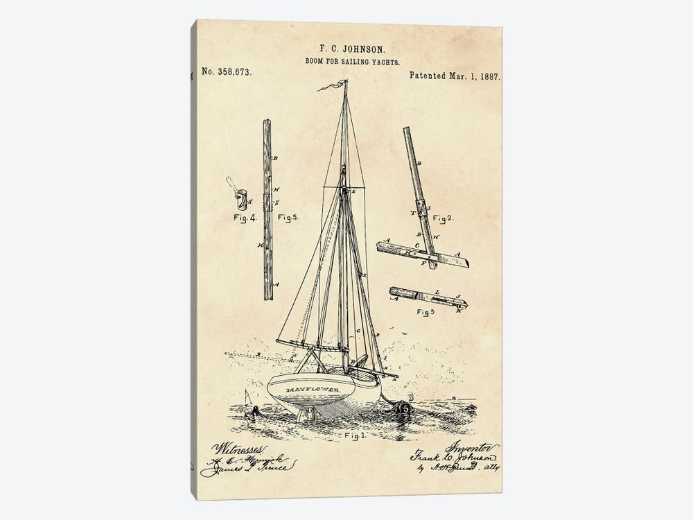 Boom For Sailing Yachts Patent II 1-piece Canvas Art