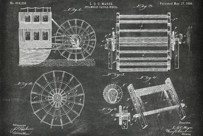 Steamboat Paddle Wheel Patent I by Paul Rommer canvas print