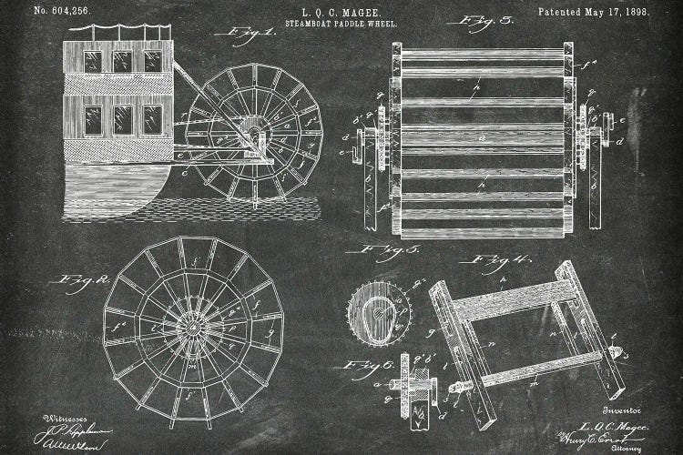 Steamboat Paddle Wheel Patent I
