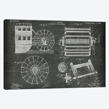 Steamboat Paddle Wheel Patent I Canvas Print #PUR4585} by Paul Rommer Canvas Art