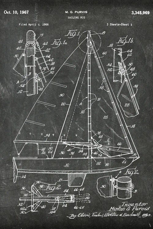Sailing Rig Patent I by Paul Rommer wall art