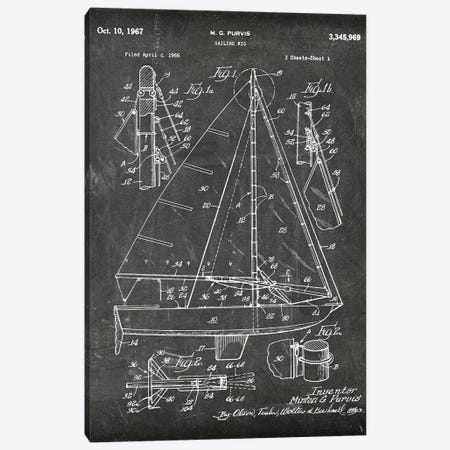 Sailing Rig Patent I Canvas Print #PUR4595} by Paul Rommer Canvas Art Print