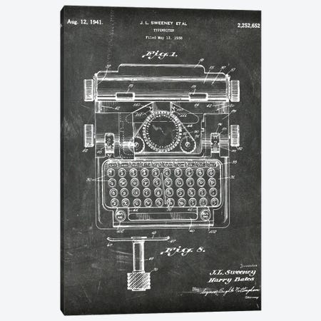 Typewriter Patent I Canvas Print #PUR4605} by Paul Rommer Art Print