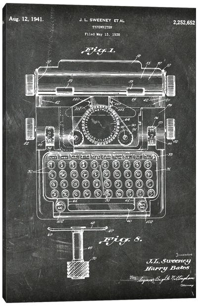 Typewriter Patent I Canvas Art Print - Typewriters