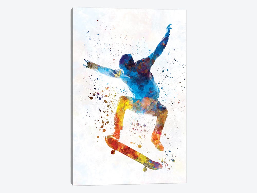Skateboarder In Watercolor I by Paul Rommer 1-piece Canvas Art Print