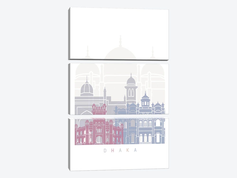 Dhaka Skyline by Paul Rommer 3-piece Canvas Print