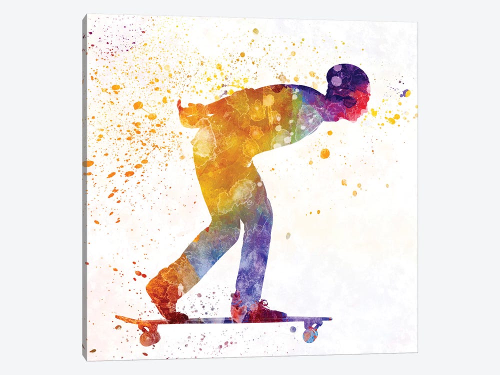 Skateboarder In Watercolor III by Paul Rommer 1-piece Canvas Print