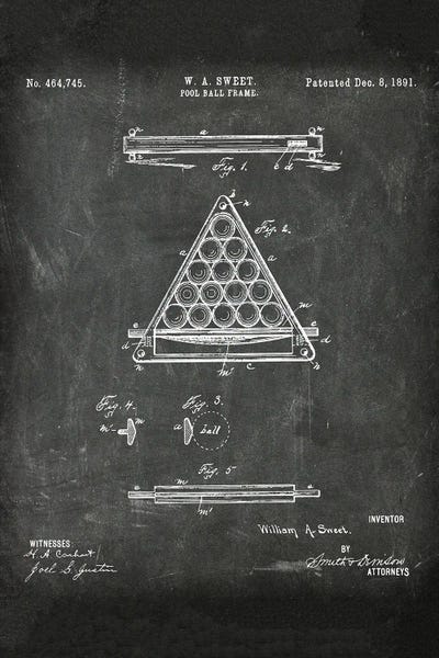 Pool Ball Frame Patent I by Paul Rommer canvas print